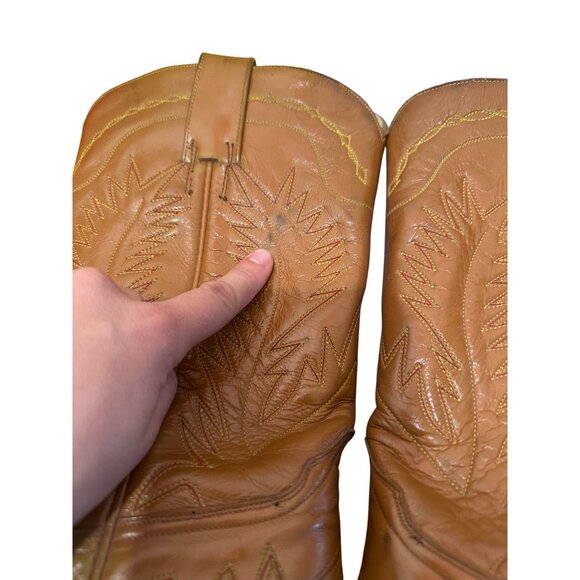 Vintage Cisco Western Leather Boots Mens 9.5 Camel Cowboy Embroidered Riding - Picture 12 of 14